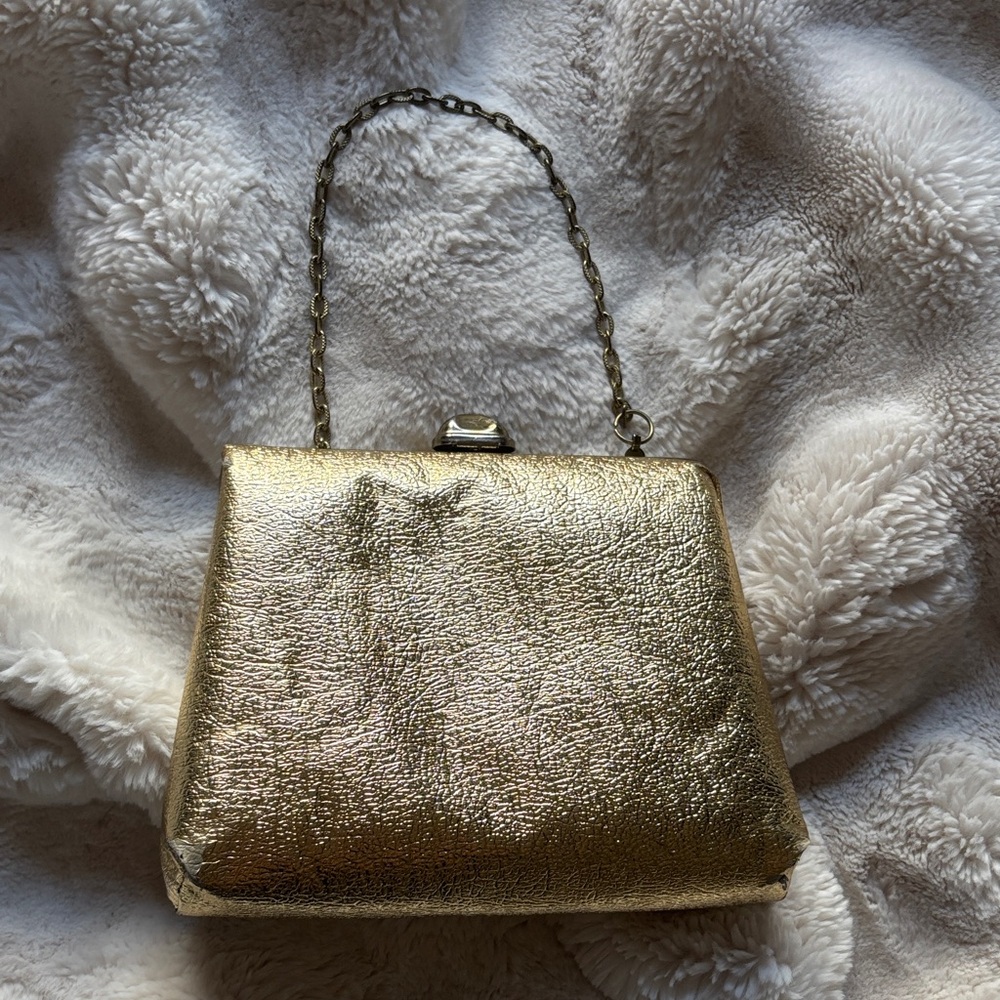 Rare Vintage Gold Evening Handbag with Chain Handle